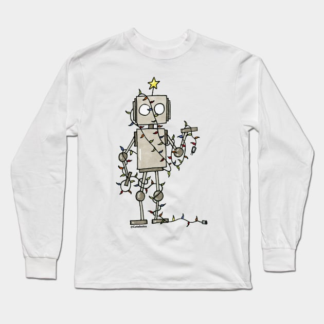 CuteBots wrapped in Christmas Lights Long Sleeve T-Shirt by CuteBotss